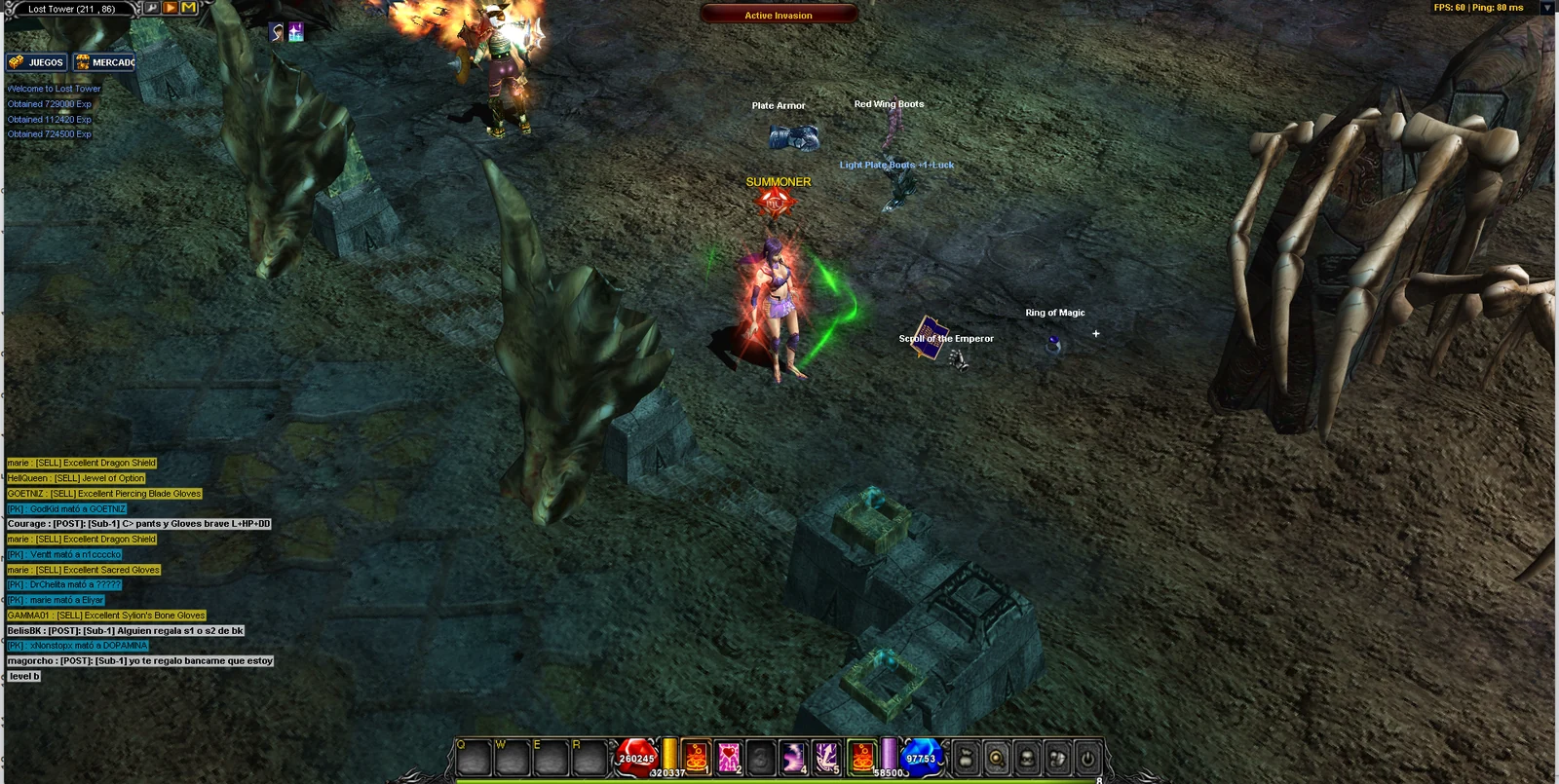 Scroll of the Emperor obtenido de un monstruo en Lost Tower